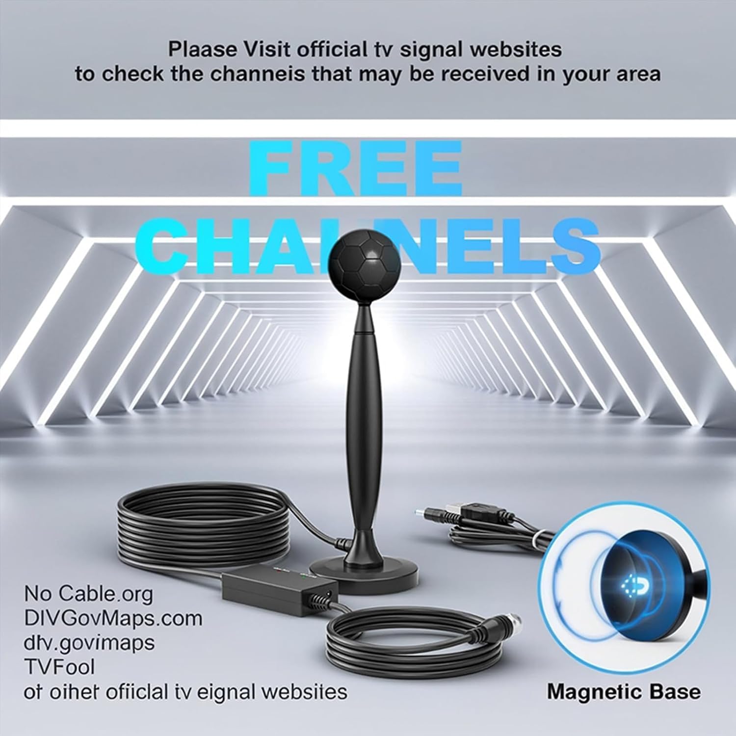 Detalle de TV Antenna for Smart TV Indoor/Outdoor with 2800+ Miles Range and 360° Signal Booster