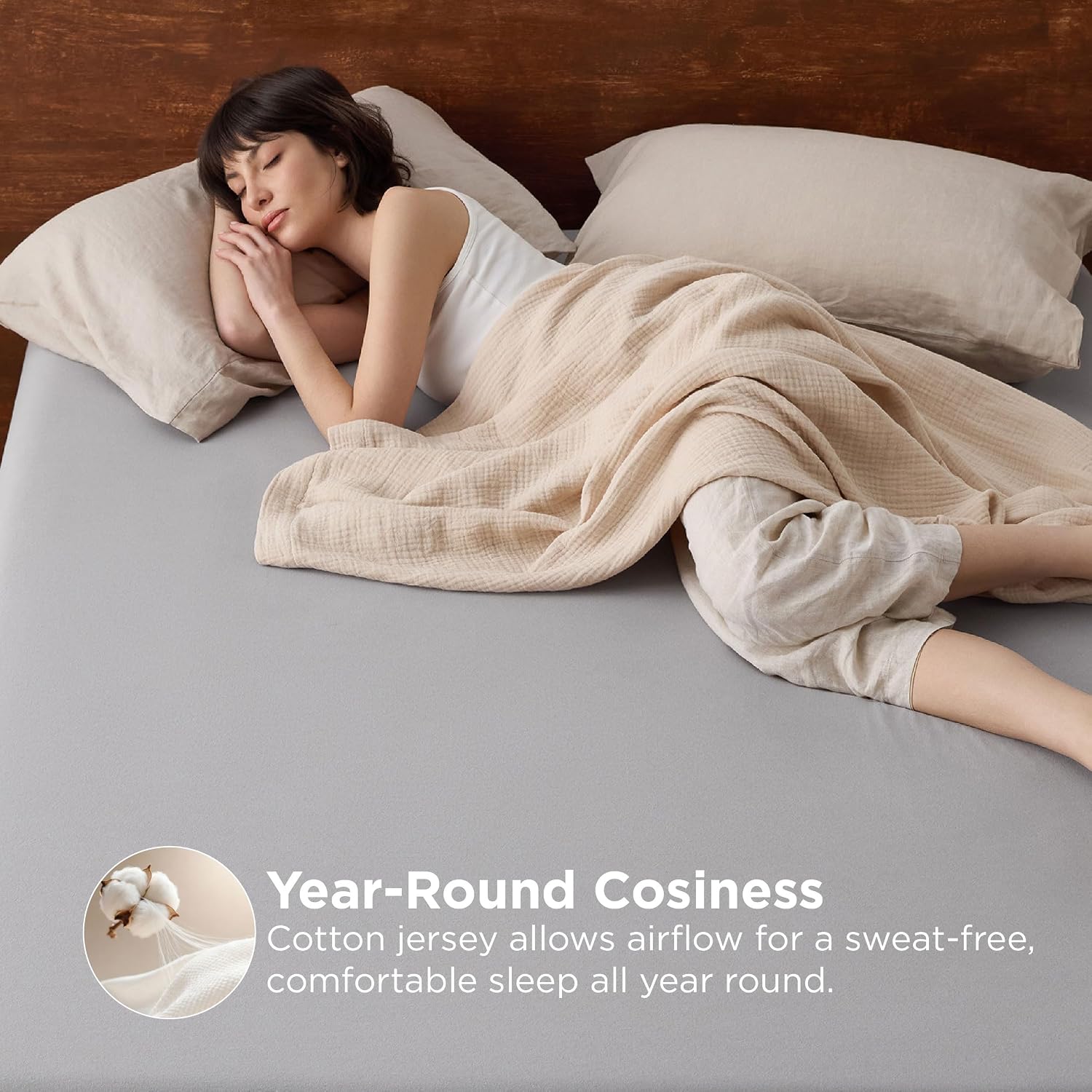 Detalle de Bedsure King Jersey fitted sheet 40 cm