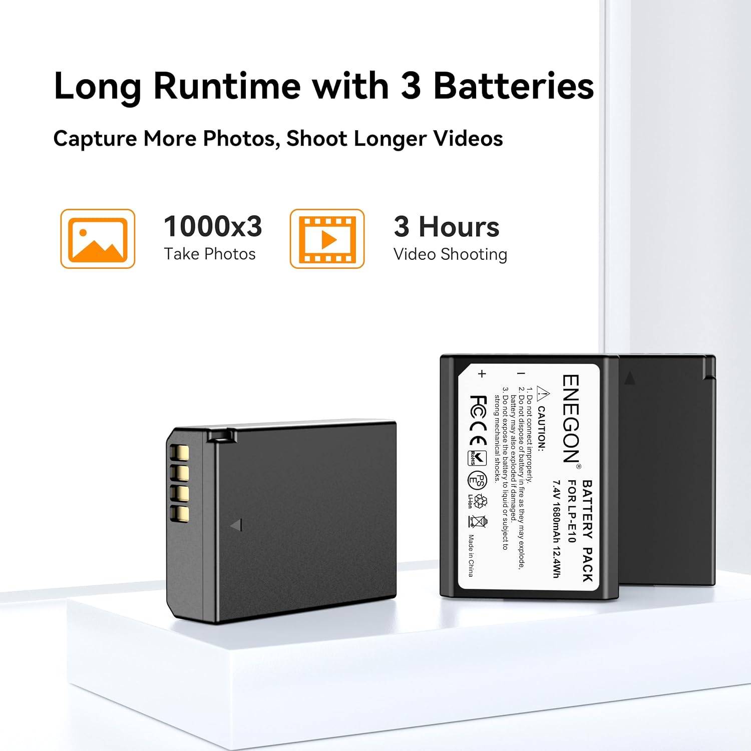 Detalle 1 de ENEGON LP-E10 3×1680 mAh avec charge LCD