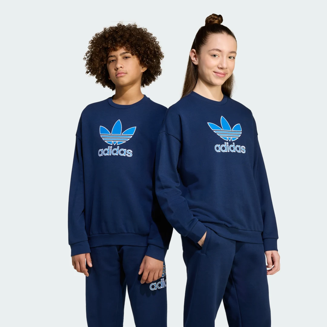 Detalle 2 de Sudadera cuello redondo Trefoil (Adolescentes) de Adidas, azul