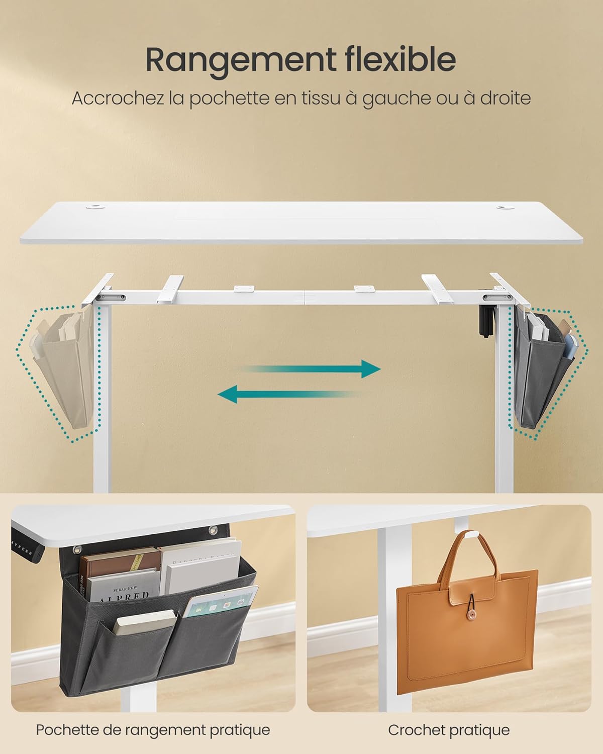 Thumbnail 4 de SONGMICS Bureau Électrique Réglable en Hauteur LSD026W02 📚