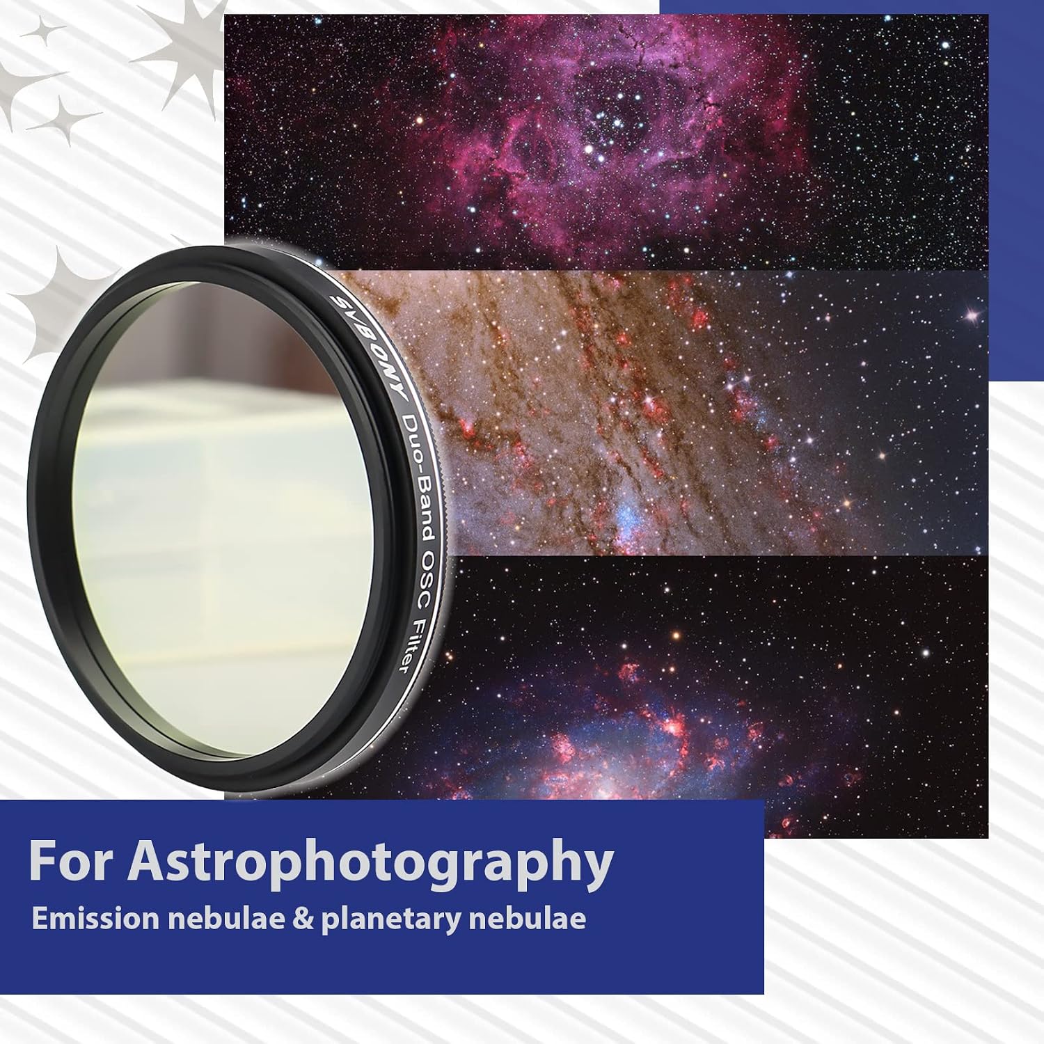 Thumbnail 5 de SVBONY SV220 Astro Dual Schmalbandfilter (2 Zoll) für H-Alpha & OIII, 7 nm