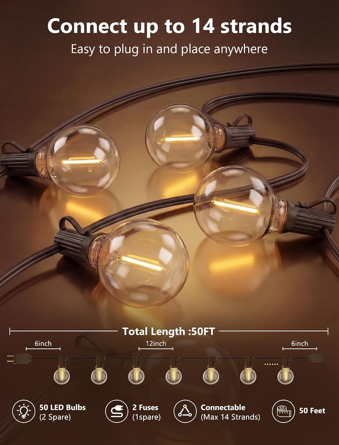 Thumbnail 1 de LED Globe String Lights, 50-Foot