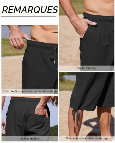 Thumbnail 4 de LVCBL Short de survêtement Homme 3/4 Noir – Confort estival et style décontracté