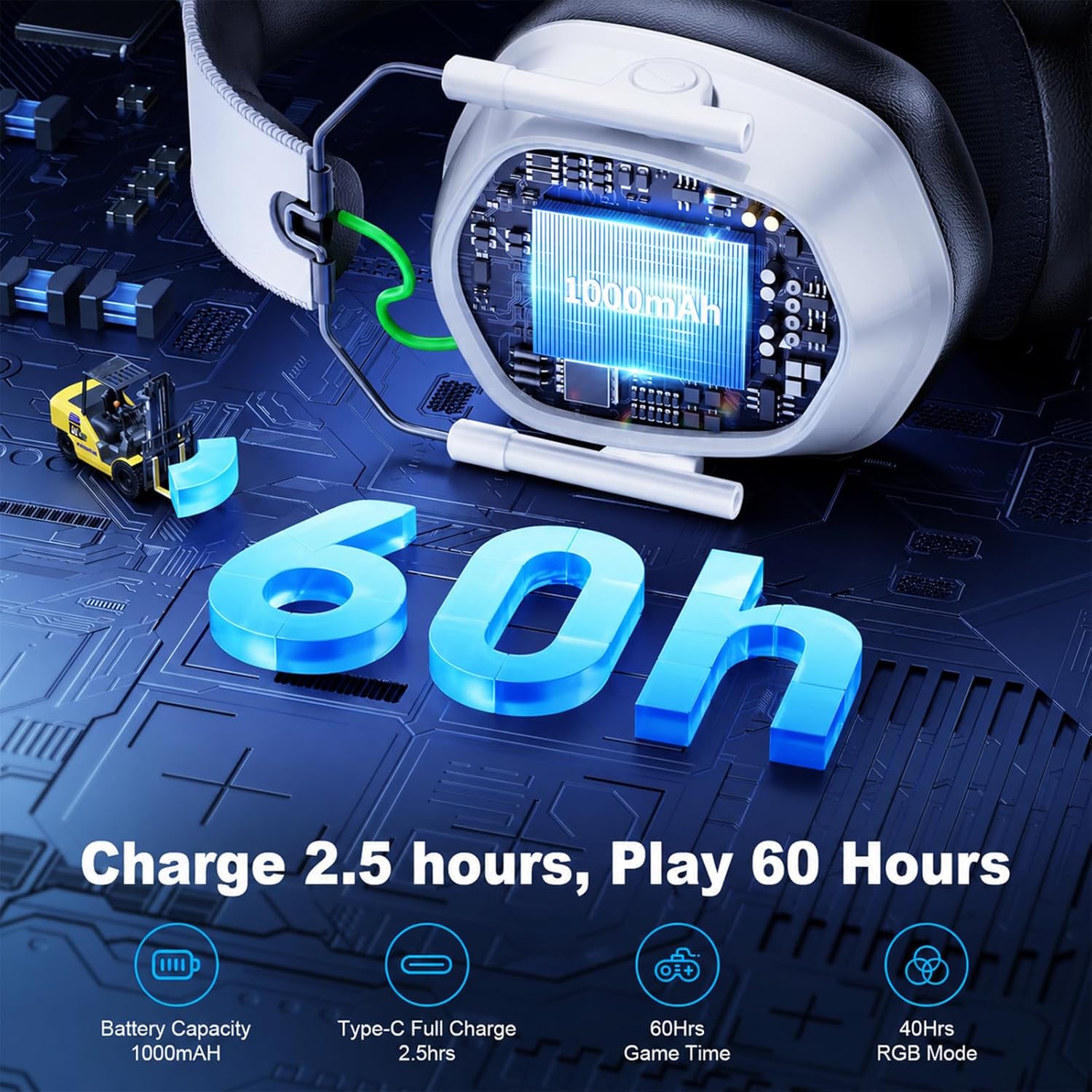 Detalle de Fachixy VK81 Wireless Gaming Headset for PS5, PC, PS4, Switch, and Mobile