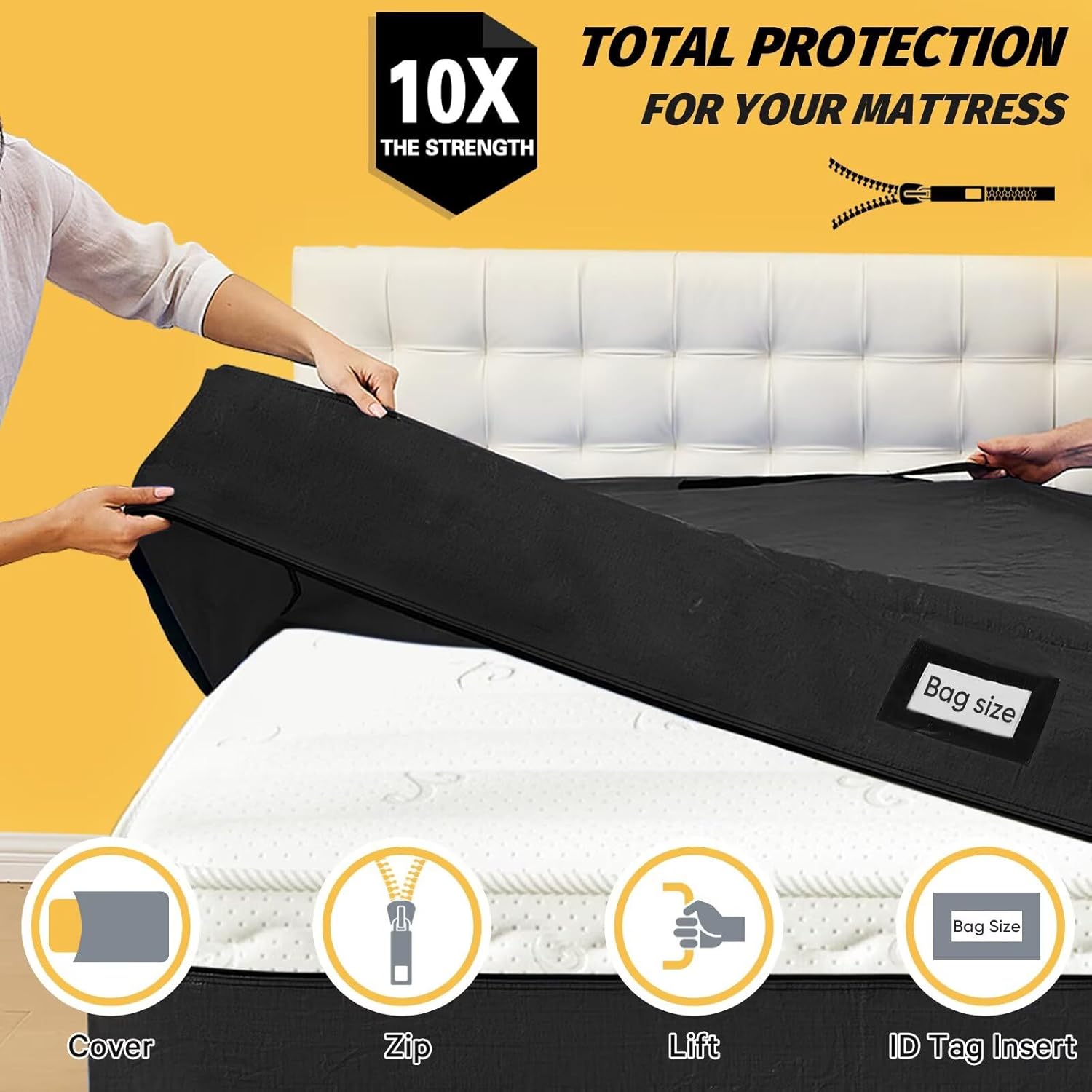 Thumbnail 1 de BETU Queen Mattress Bags for Moving and Storage — Waterproof, 8-Handle, Reusable 82x62x13.5 Inches