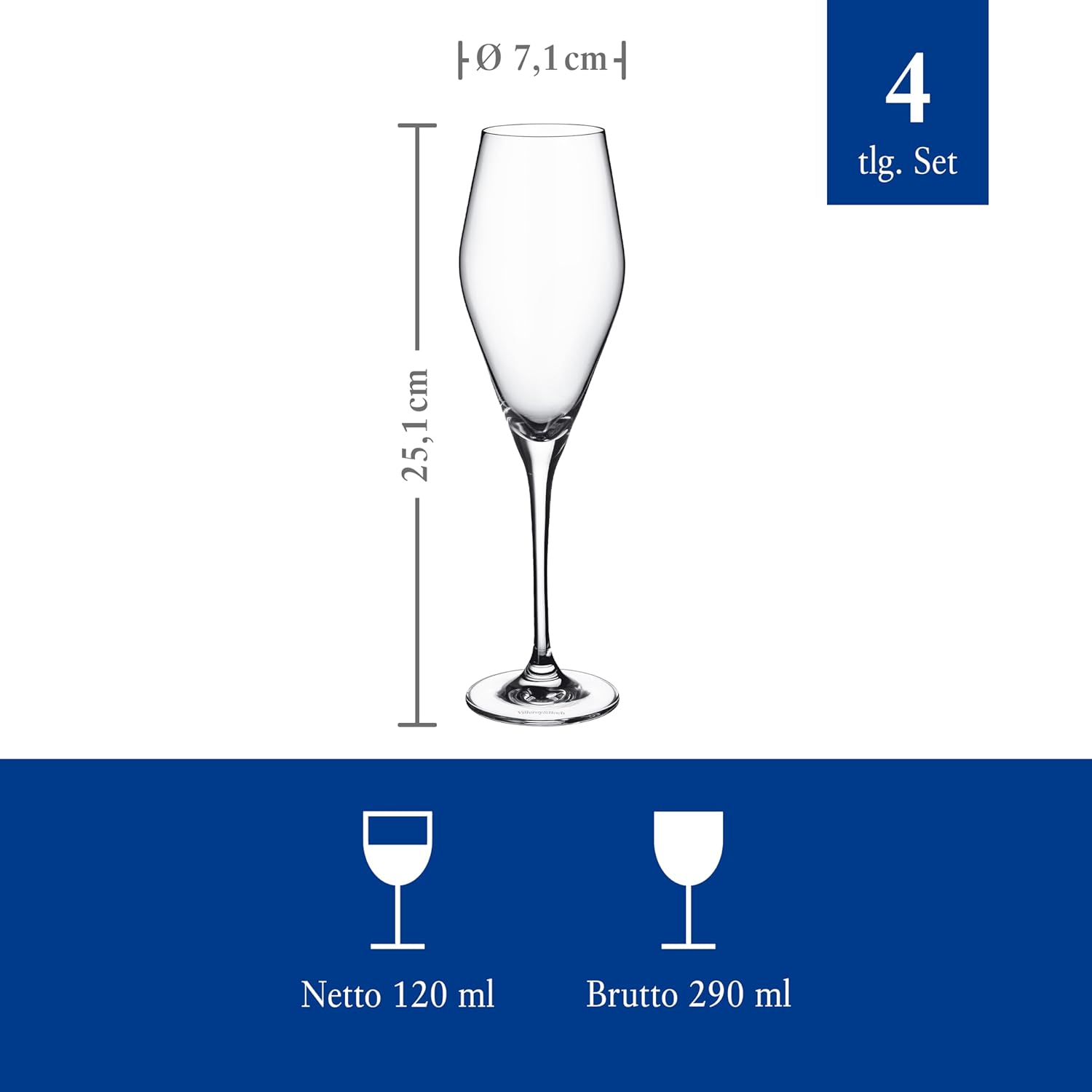 Thumbnail 2 de Villeroy & Boch „La Divina“ Champagnerkelch-Set (4-teilig) aus transparentem Kristallglas – für Champagner, Sekt & Crémant