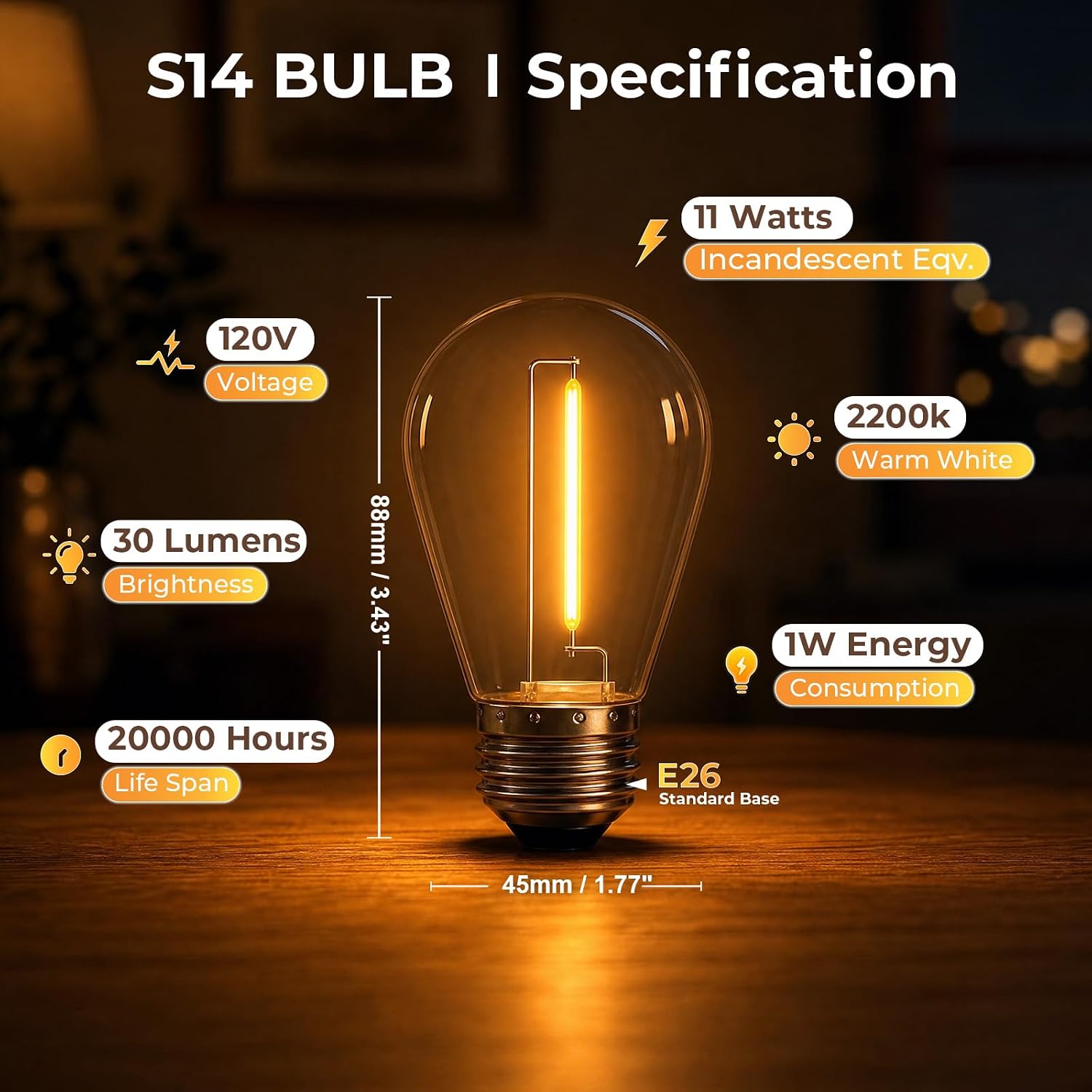 Detalle 2 de GvvooHome S14 LED Outdoor Bulbs
