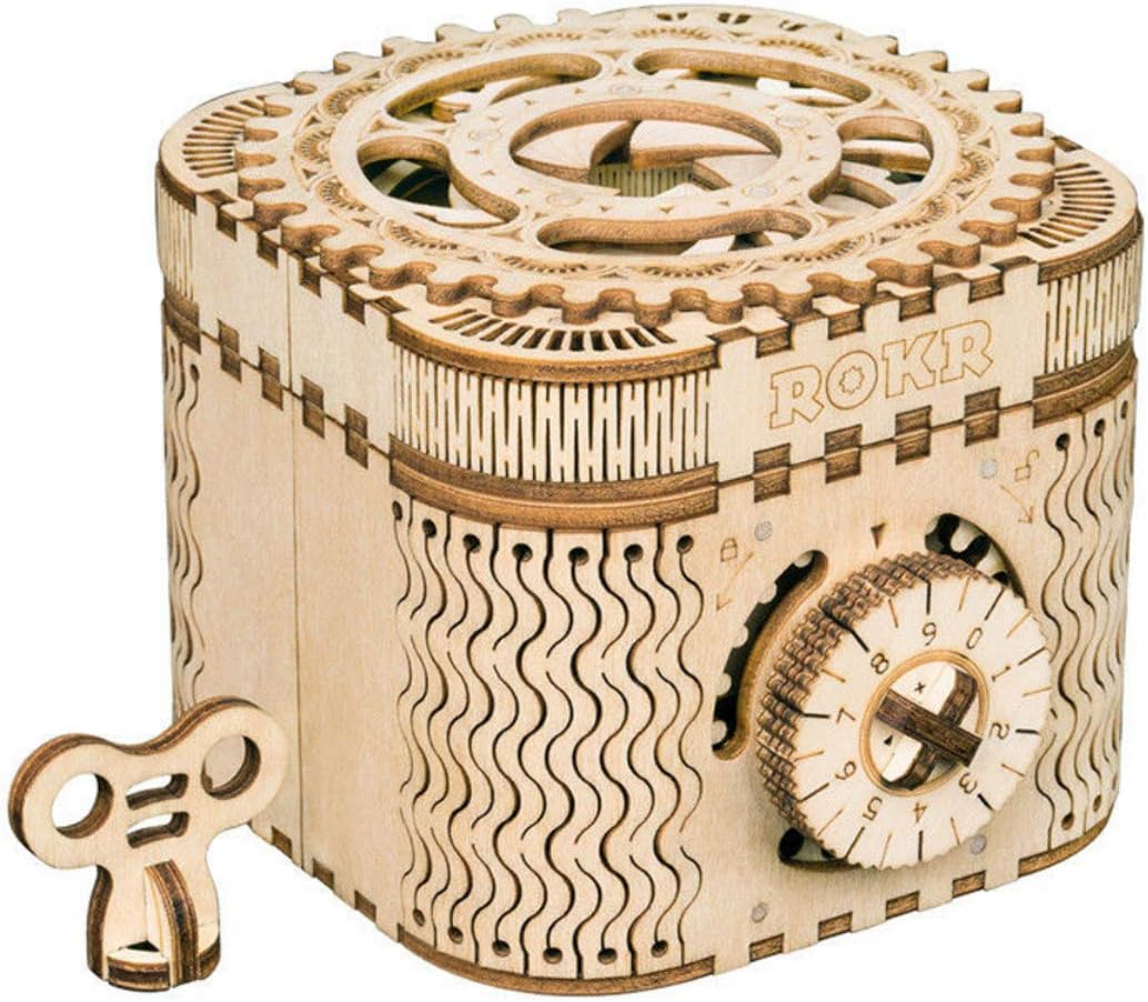 Detalle de ROKR Maquette Bois Puzzle 3D — Boîte aux trésors en bois (sans colle)