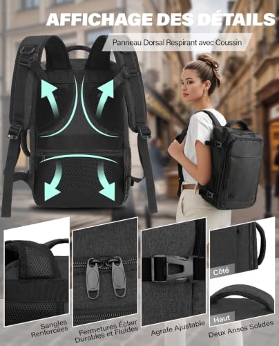 Detalle de VANKEV Bagage Cabine 45x36x20 – Sac à dos de voyage compatible EasyJet