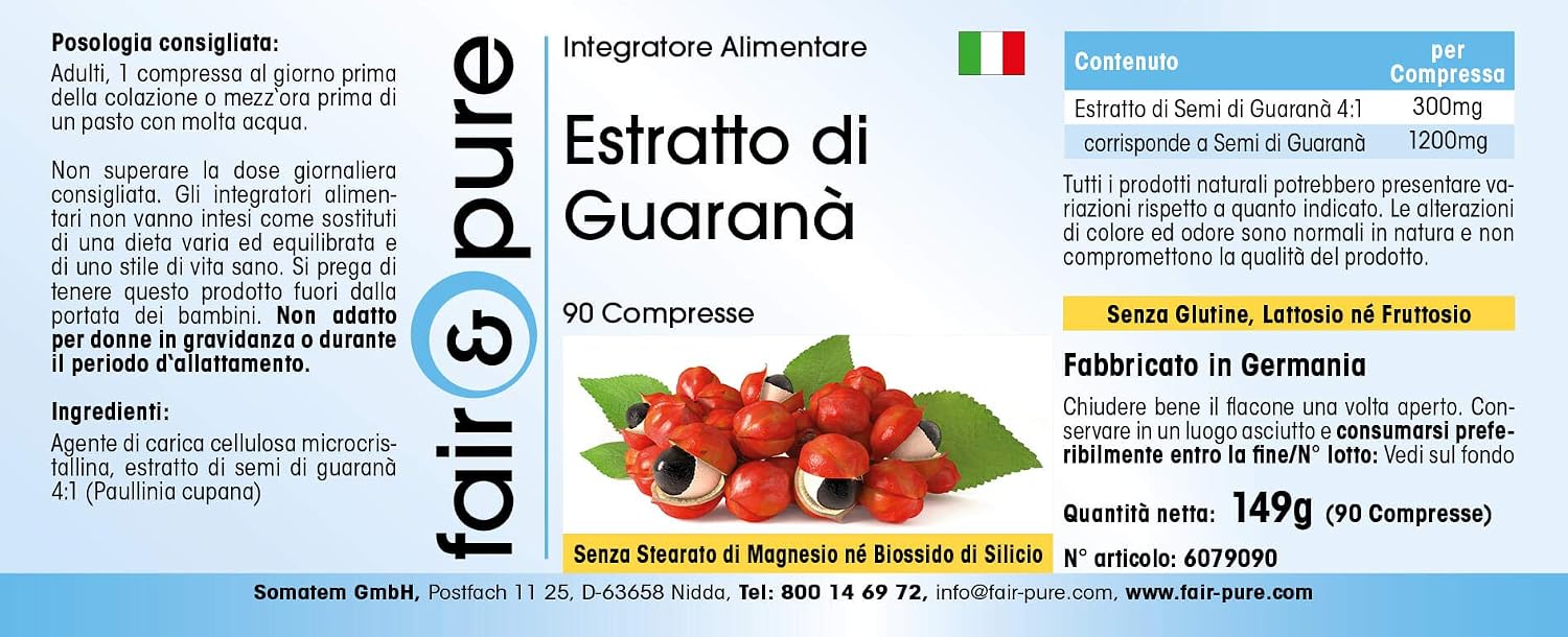 Detalle de Fair & Pure Guarana Extrakt 300 mg – 90 Tabletten, 4:1 Extrakt aus Guaranasamen