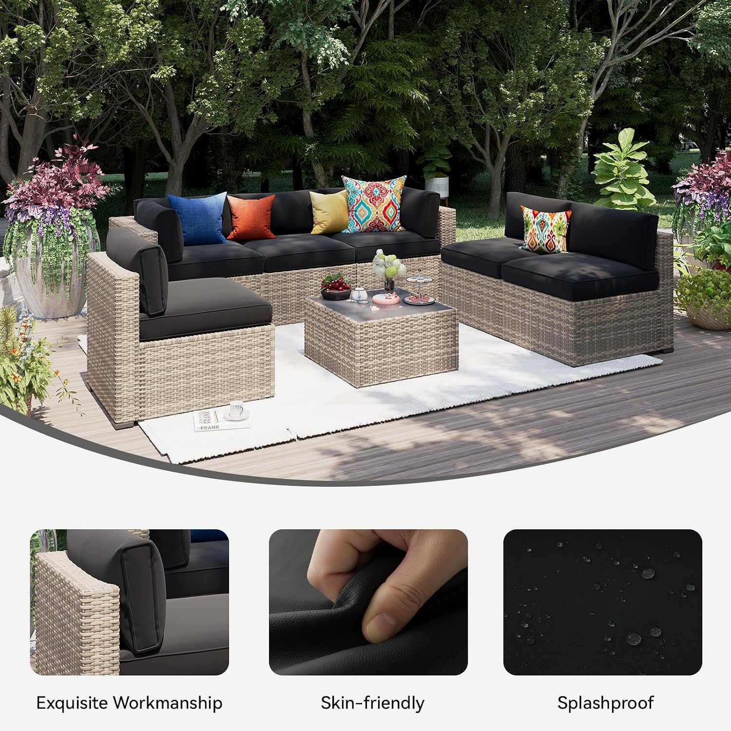 Detalle de Aoxun Outdoor Cushion Covers 14-Piece Set