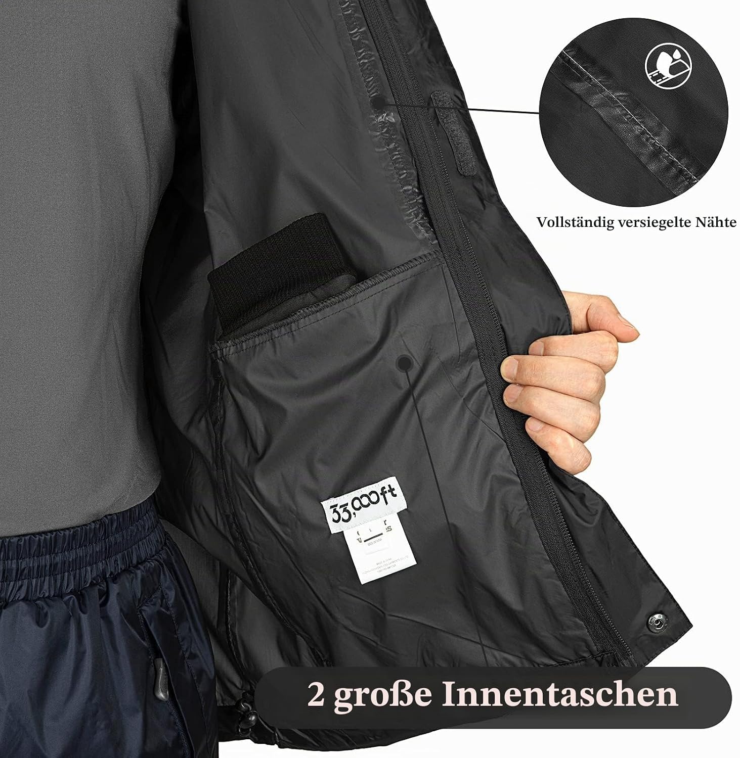 Detalle 1 de 33,000ft Regenjacke Herren 5.000 mm wasserdicht