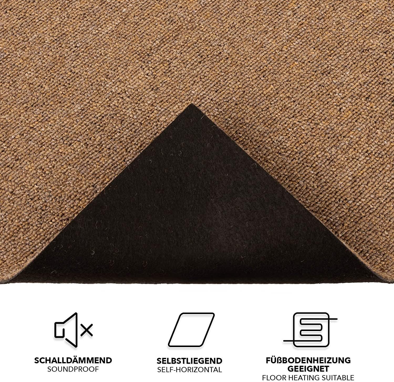 Detalle de KARAT Teppichfliesen „Moskau“ 50 x 50 cm, selbstliegend – 48er Set (12 m²) in Beige