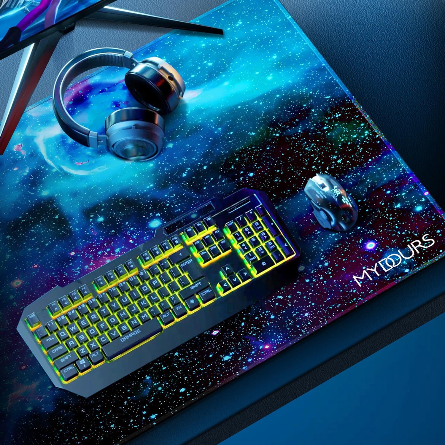 Thumbnail 2 de Mydours 1400x600mm Mauspad XXL – Großes Universum-Gaming-Deskpad mit rutschfester Unterseite