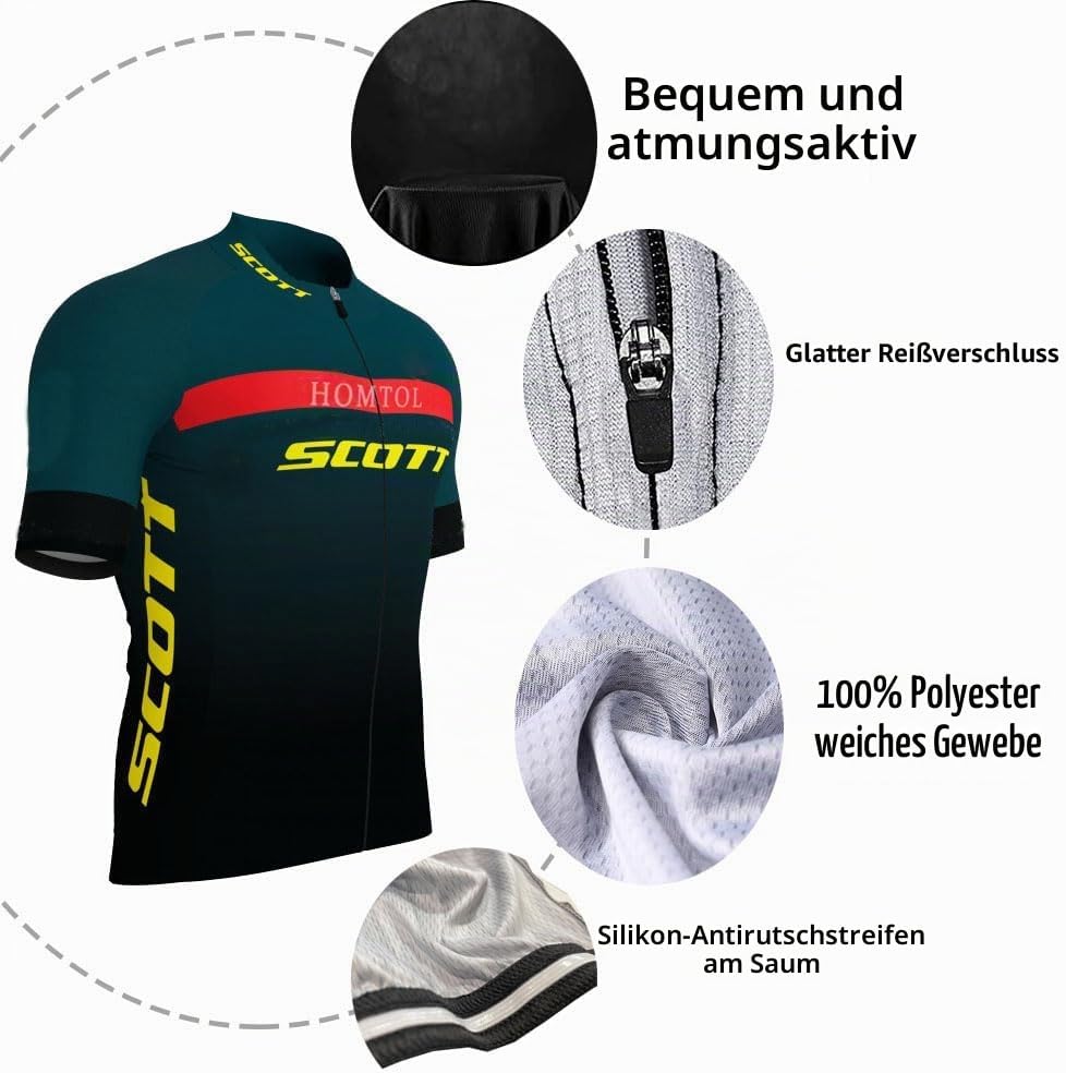 Detalle de HOMTOL Herren Fahrradbekleidung Kurzarm MTB Radsportanzüge mit 3D-Gel-Polster-Shorts