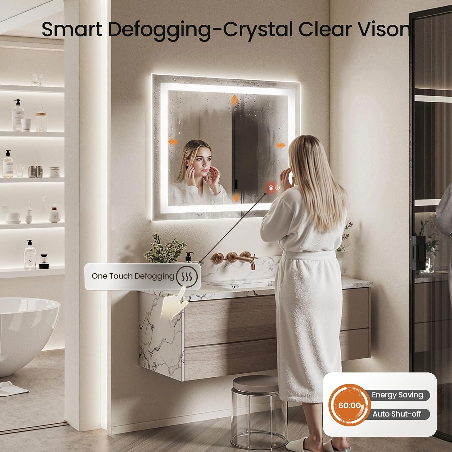 Detalle de Hiefcce LED Bathroom Mirror 40x32