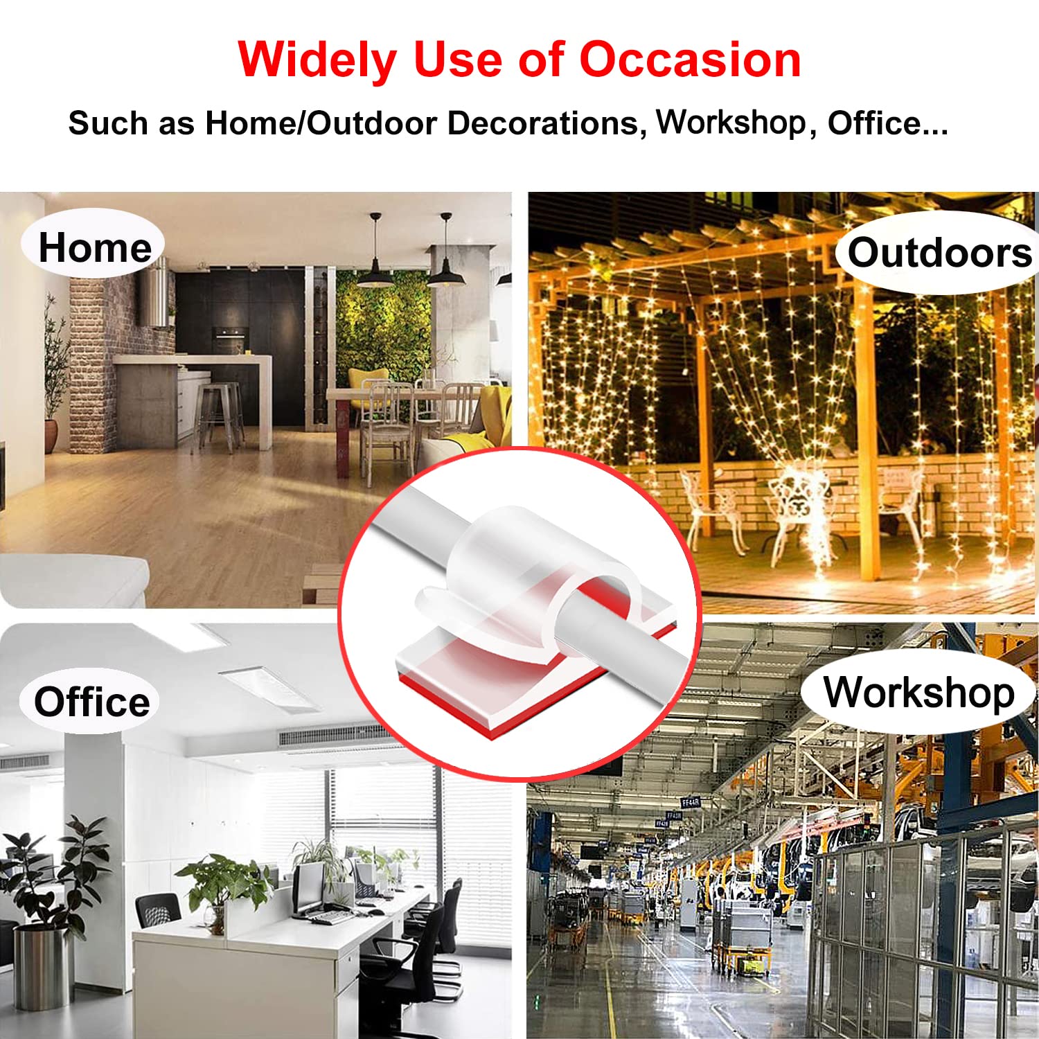 Detalle de Tomario V2 Cable Clips Self Adhesive – 40 Pack for Desk, Wall, Workshop and Home Office