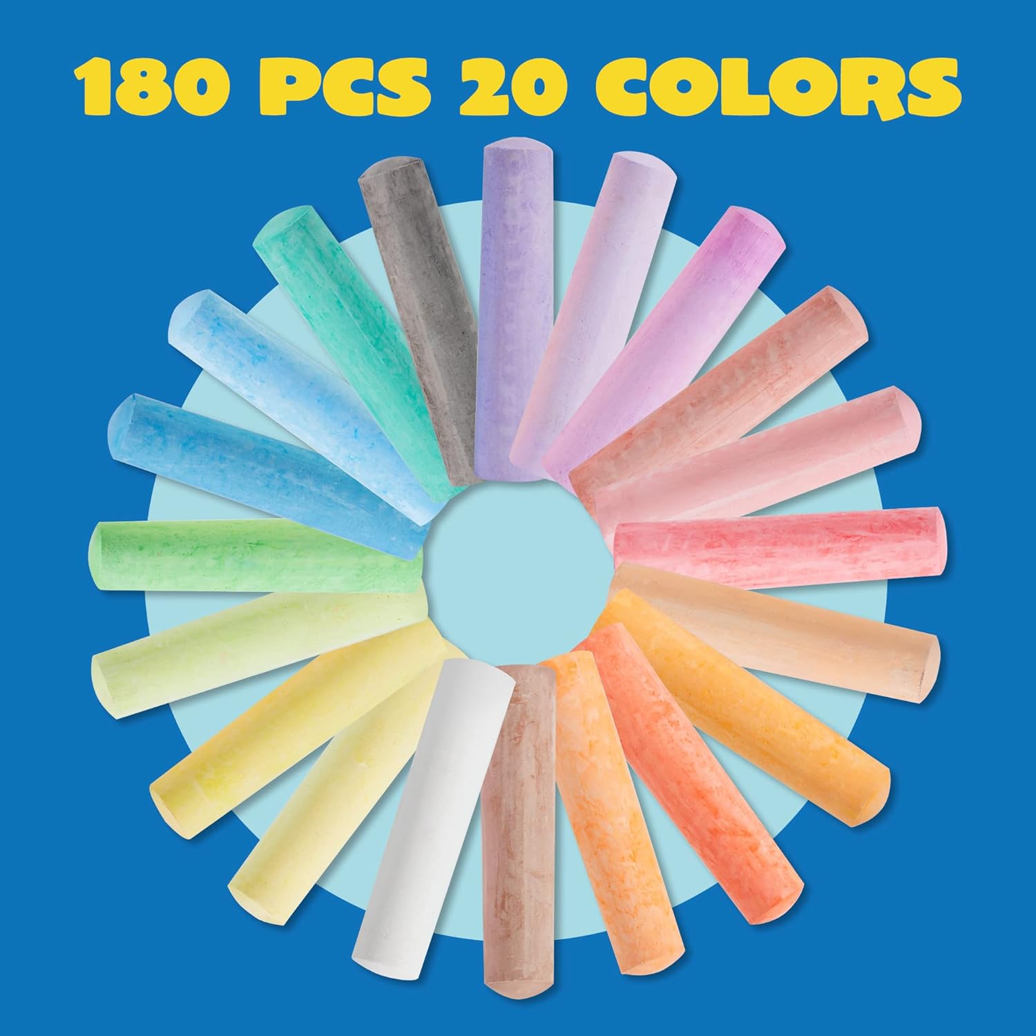 Thumbnail 1 de JOYIN 180-Piece Washable Sidewalk Chalk Set (20 Colors) — Jumbo, Non-Toxic Outdoor Art