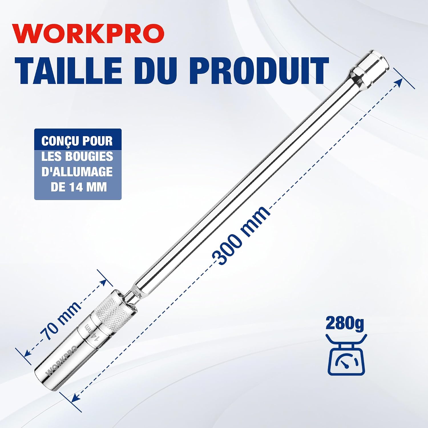 Detalle 2 de WORKPRO Douille bougie 14 mm 300 mm