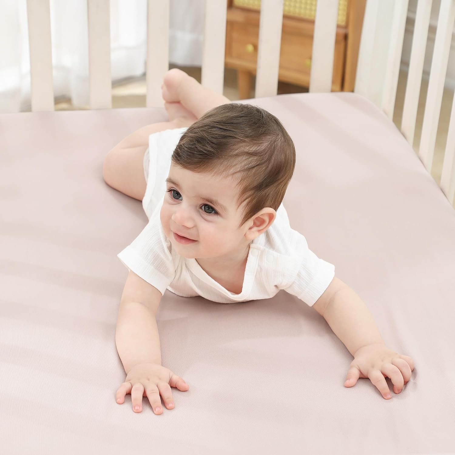 Thumbnail 2 de Bearmoss Next To Me Crib Sheets 85x51 cm — 2 Pack Apricot Powder