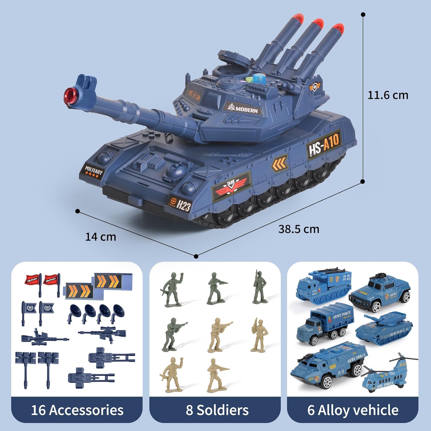 Thumbnail 4 de KADAYAYA HS215EKD speelgoedtank met licht, geluid en 6 mini-voertuigen