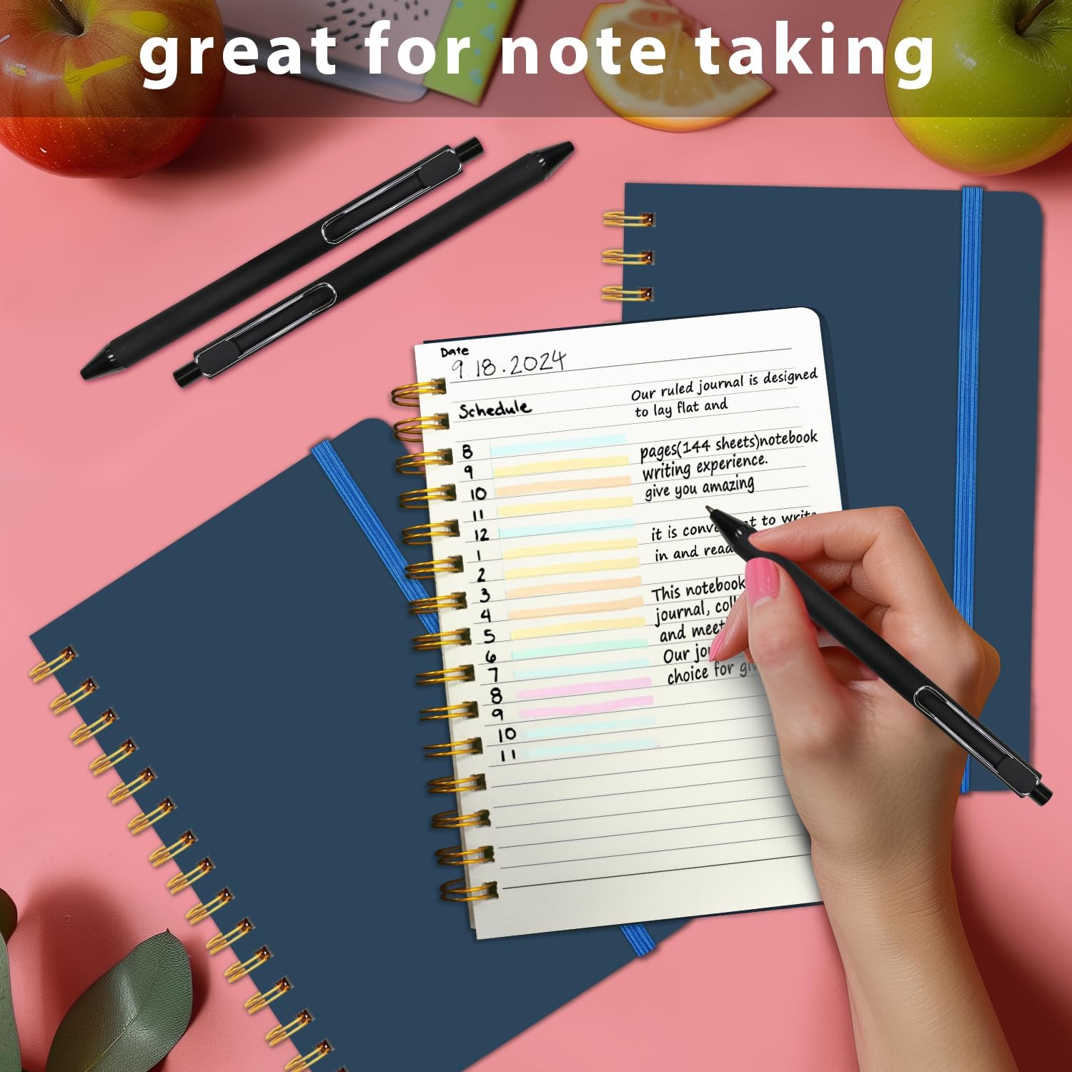 Thumbnail 5 de DWIYITTN A5 Spiral Notebook, 160 Lined Pages, Hardcover, Navy Blue