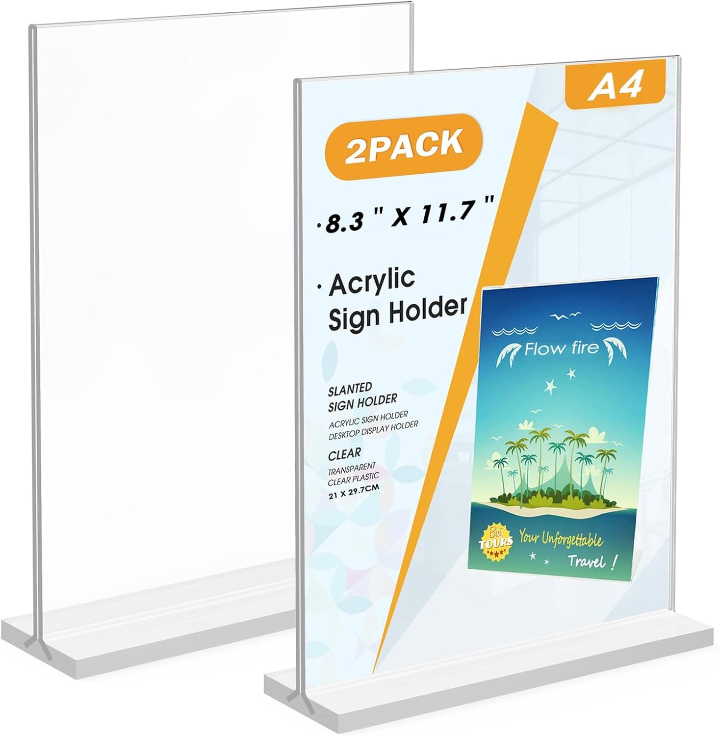Flow fire A4 Acrylic Sign Holder 2 Pack