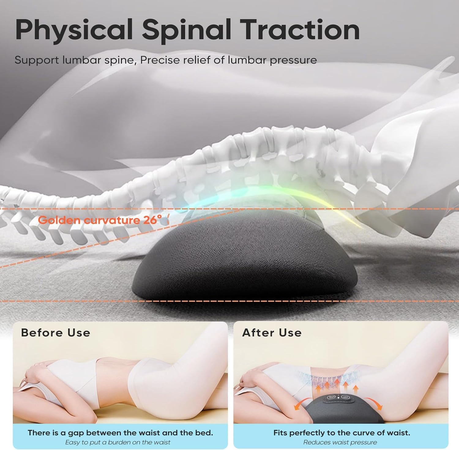 Thumbnail 1 de Lower Back Massager, Electric 3 in 1 with Heating and Spinal Traction (Dark Grey)
