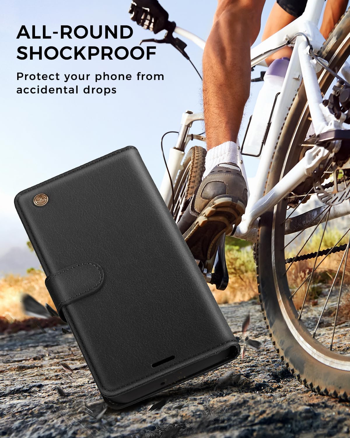 Thumbnail 1 de AIMOYU iPhone 16 Flip Wallet Case (Black) with 4 Card Slots, Kickstand & RFID Blocking