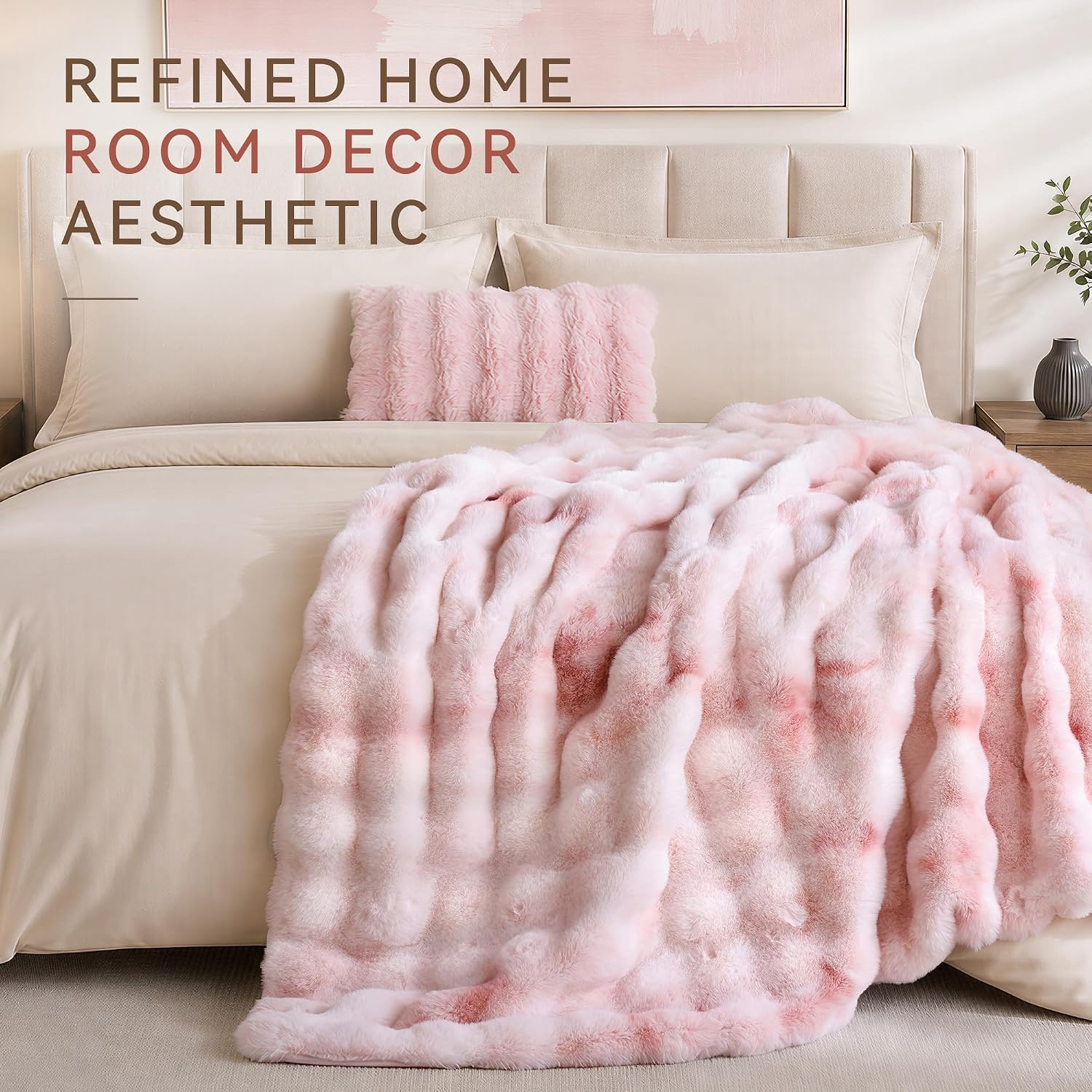 Thumbnail 6 de Smoofy QL-FauxFurBlanket-Tie-dyePink60*80 Faux Fur Throw, 60" x 80
