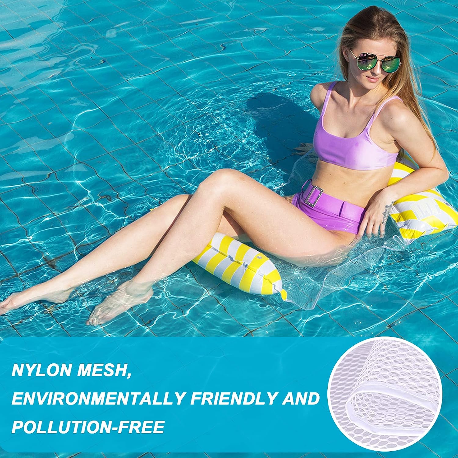 Detalle 2 de Yisscen 4-in-1 waterhangmat, blauw, 122 x 70 cm
