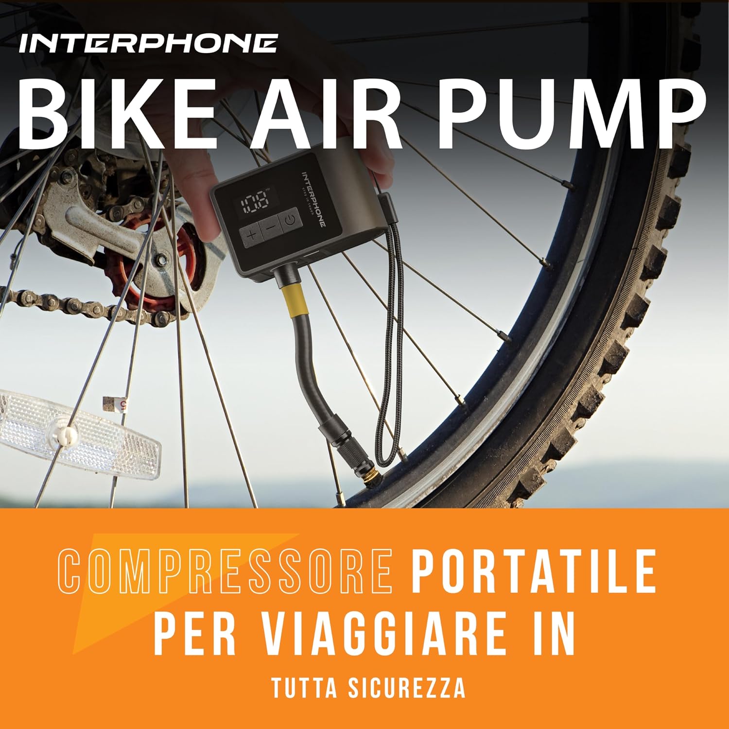Detalle de Interphone Bike Air Pump mini – pompka rowerowa z podwójnym LCD i auto-stopem