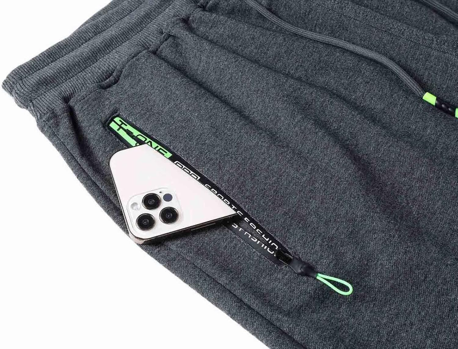 Detalle de JustSun Mens Shorts: Summer Casual Joggers with Elastic Waist and Zip Pockets