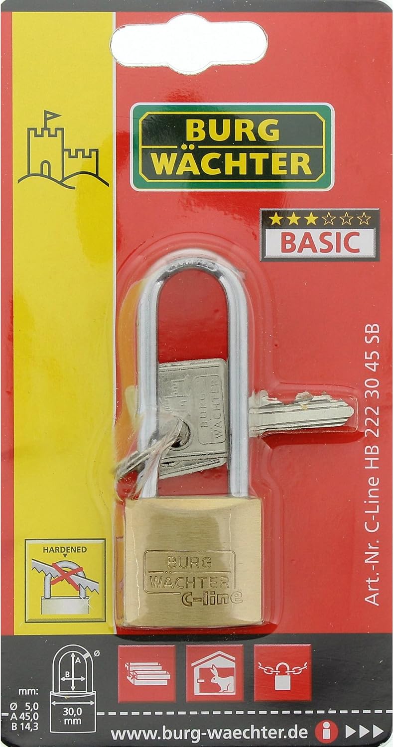 Thumbnail 6 de Burg-Wächter C-Line 222 HB 30 45SB Vorhängeschloss – Messing, 5 mm Bügelstärke