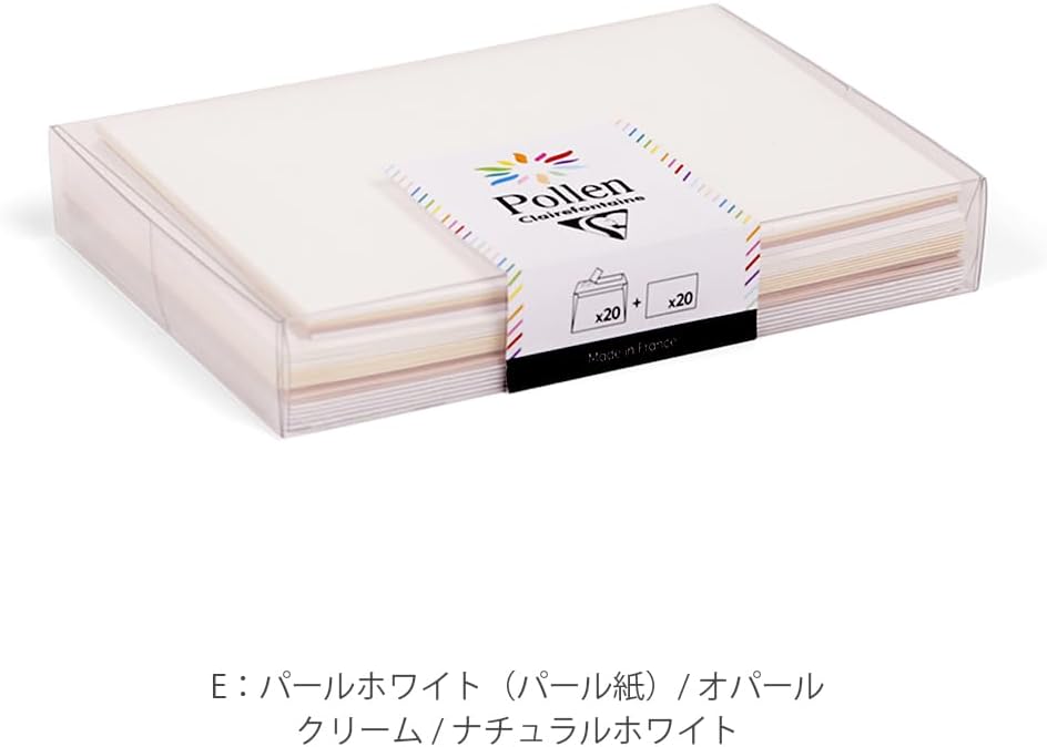 Detalle de Clairefontaine ポレン cf20918 ポストカード・封筒セット E、4色アソート・パール紙入り