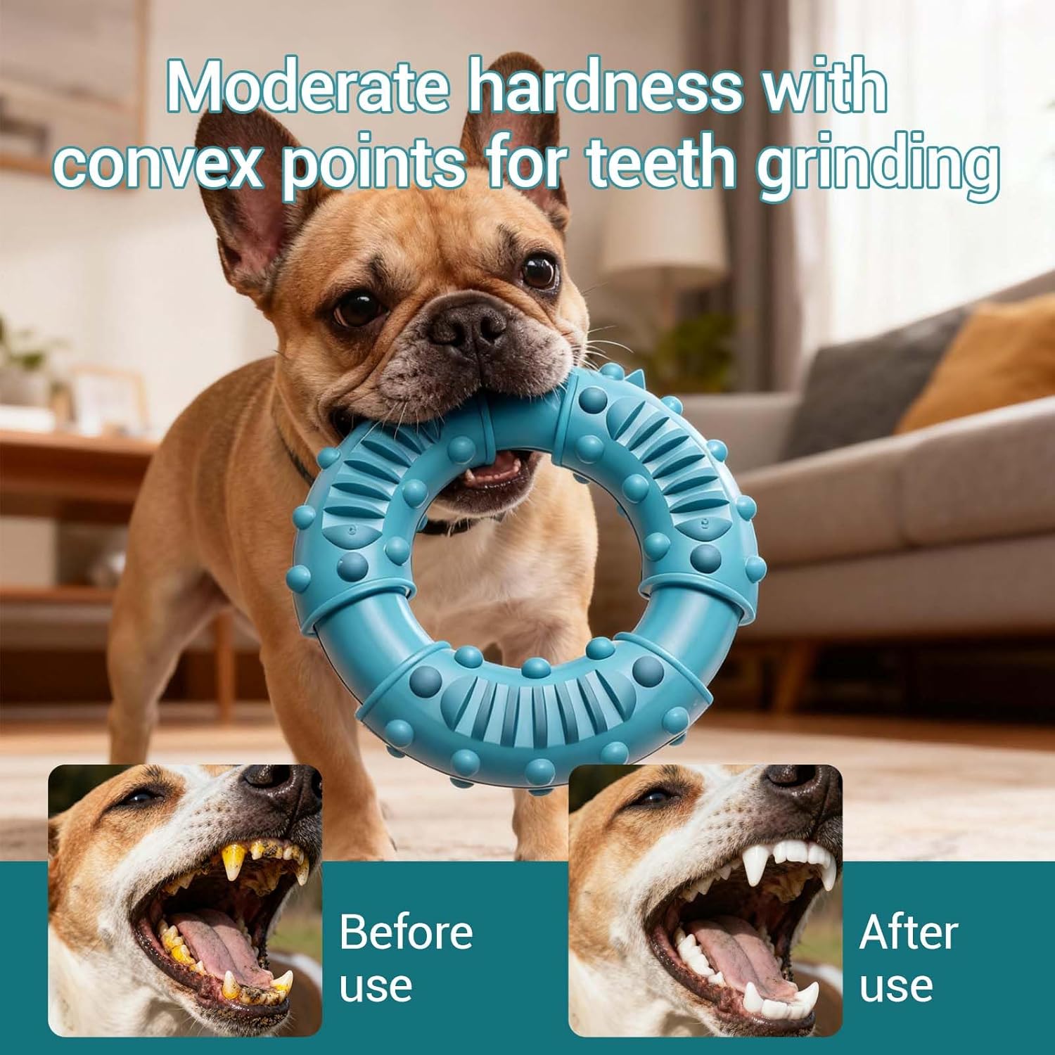 Thumbnail 5 de FSZMMJJ natural solid rubber dog chew ring toy (blue) for aggressive chewers