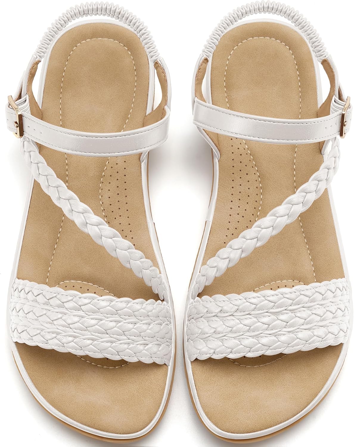 Detalle de Aomigoct Dressy Womens Sandals: Comfortable Strappy Flats for All‑Day Casual Style