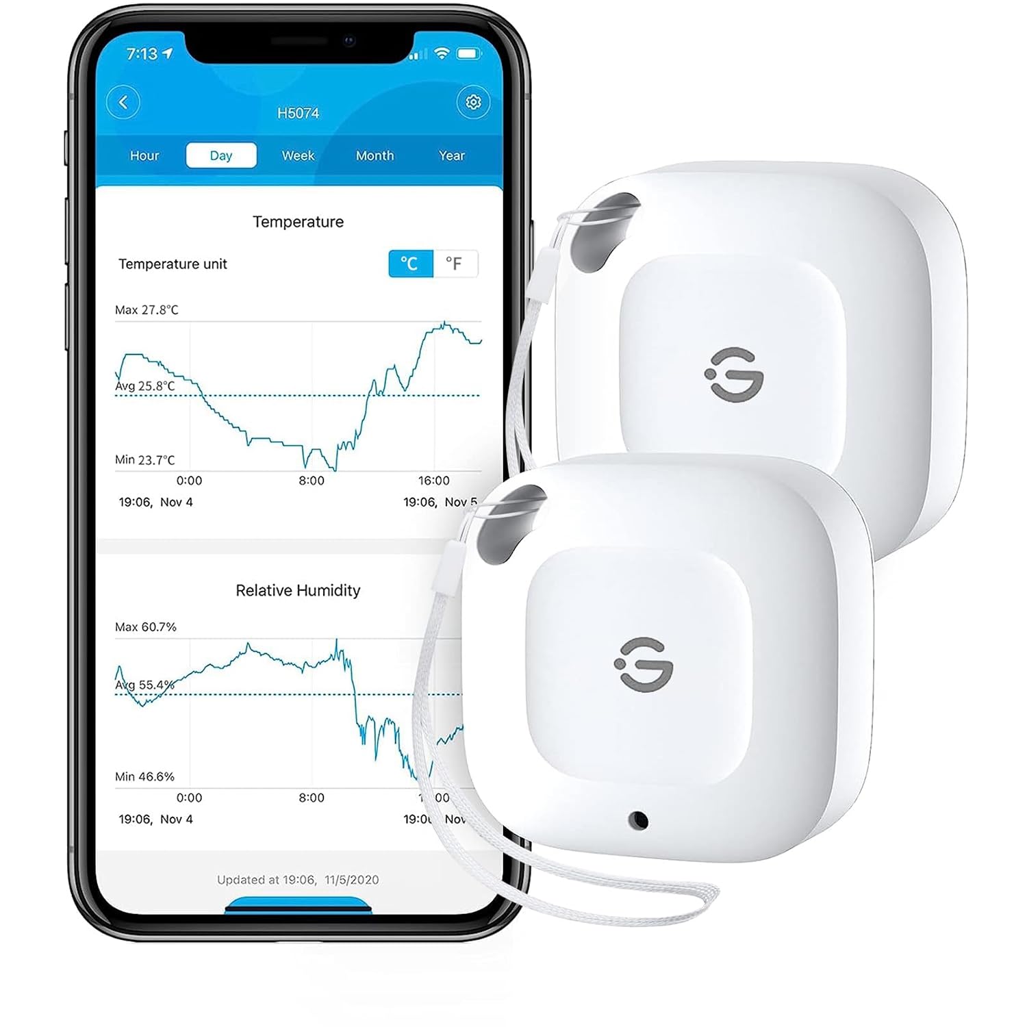 Detalle de GoveeLife 262ft Bluetooth Thermometer Hygrometer with app notifications and 2-year data export