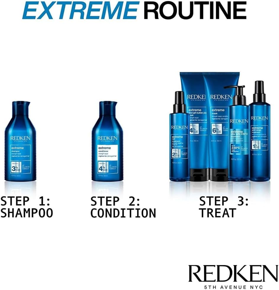 Detalle de Redken Hair Treatment: Leave-In Heat Protection for Damaged Hair (Extreme Play Safe 230, 250 ml)