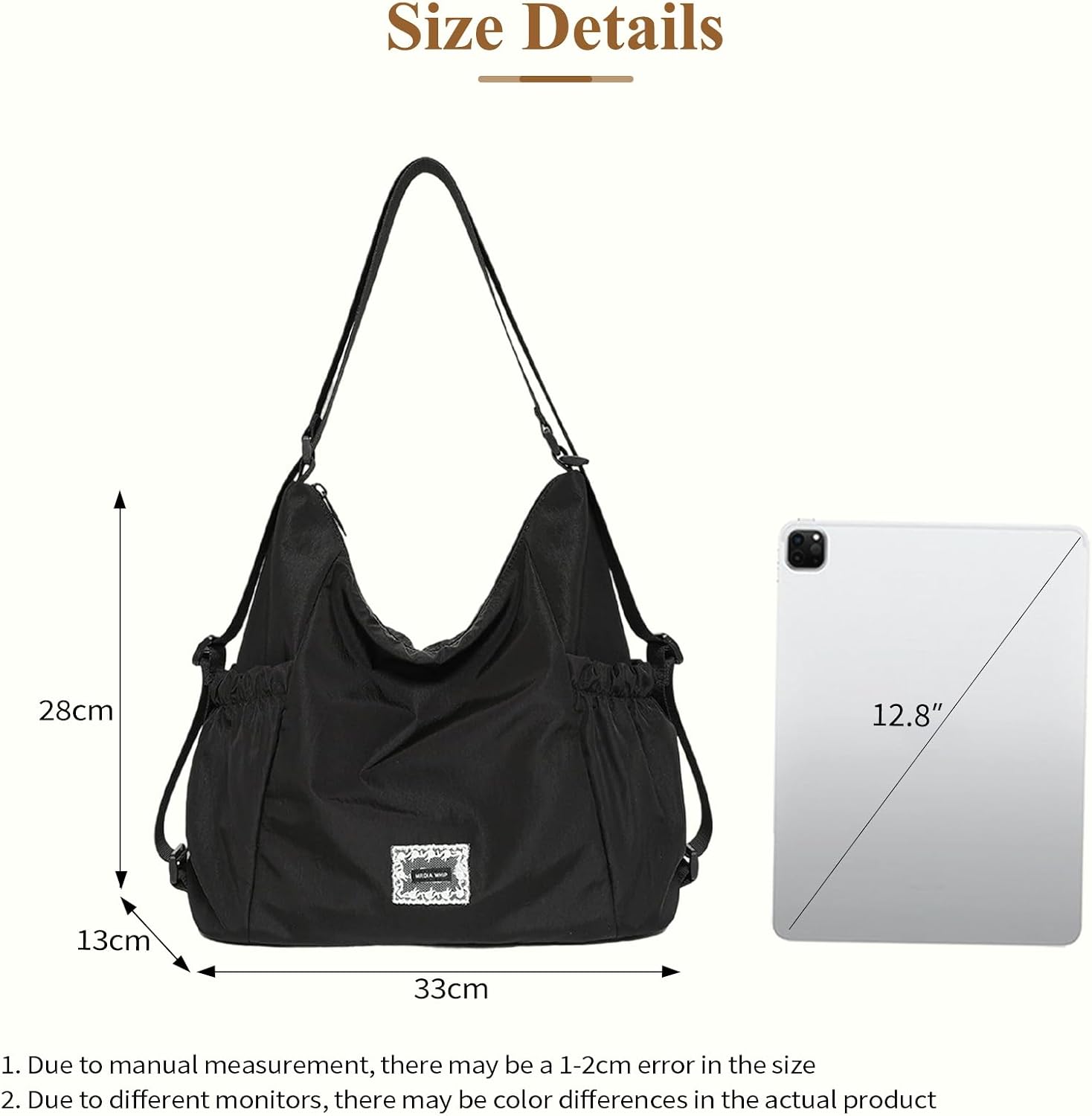 Detalle 2 de Mabecol Borsa Donna Zaino 2 in 1 – tote da spalla trasformabile in zaino (Nero)