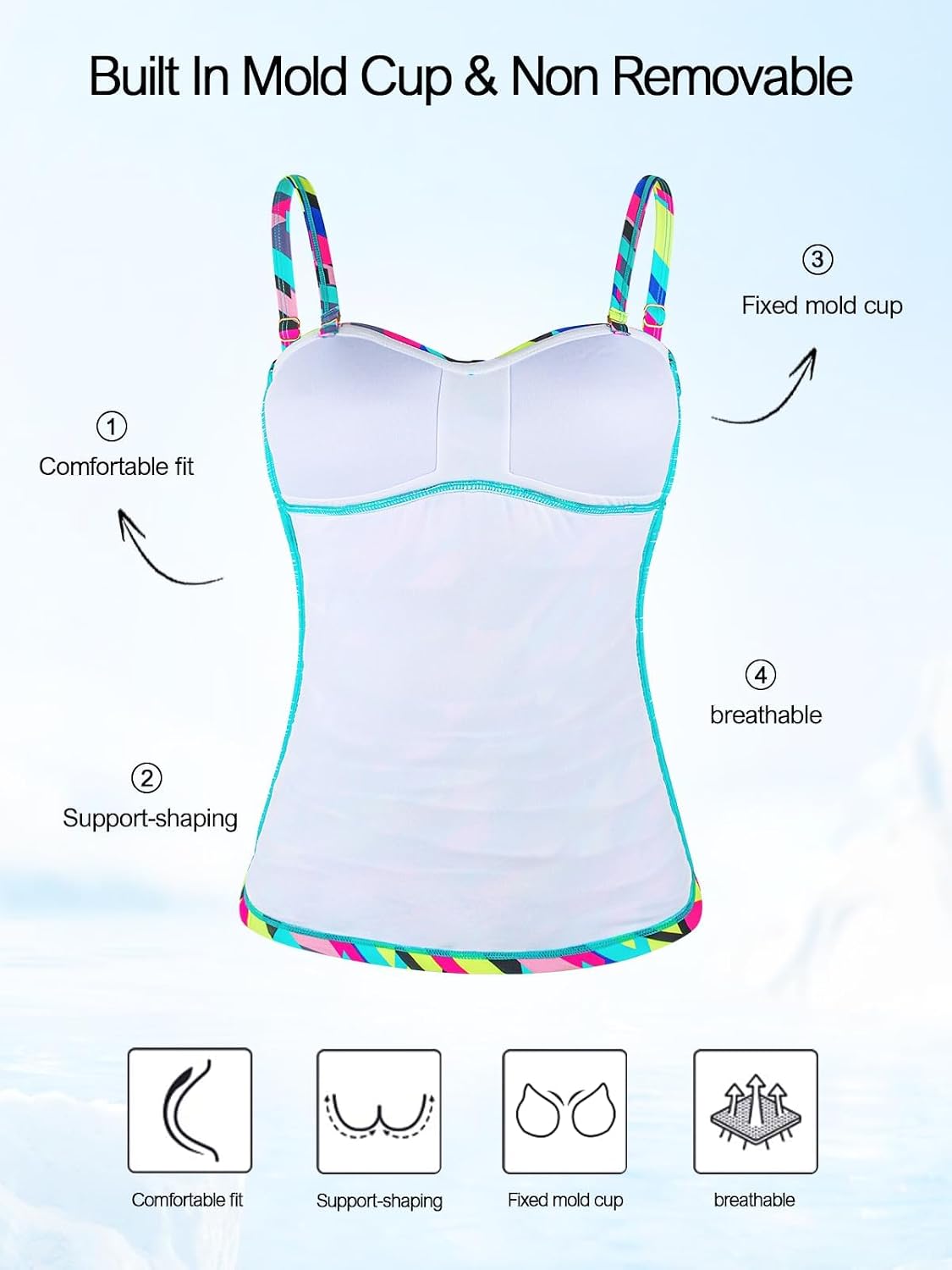 Detalle de Ocean Blues Women's Twist Bandeau Swimsuit Top with Ruched Tummy Control