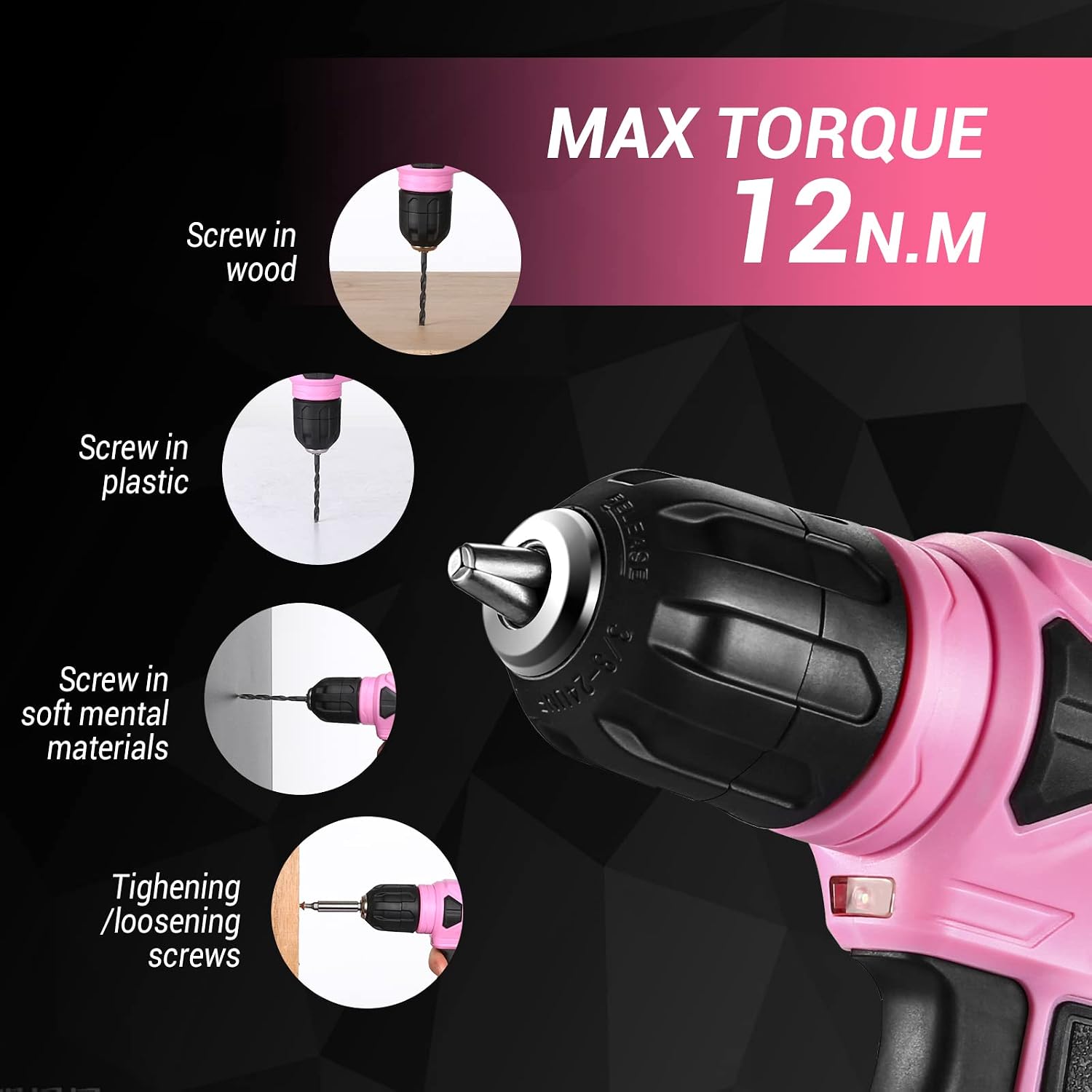 Detalle 2 de DEKOPRO DKCD08XL02-S2-EU-P 8V Cordless Drill with 3/8-Inch Chuck