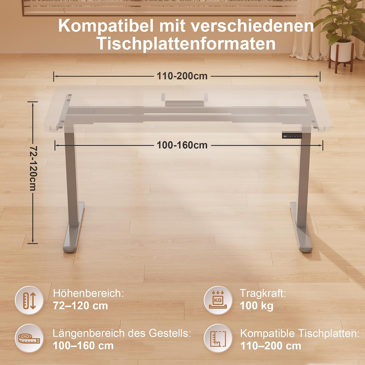 Detalle 2 de Homall elektrischer Schreibtisch bis 120 kg