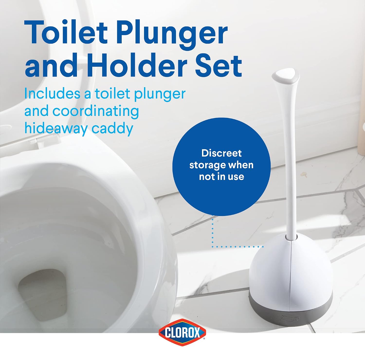 Detalle 2 de Clorox Toilet Plunger with Hideaway Caddy 2-Pack