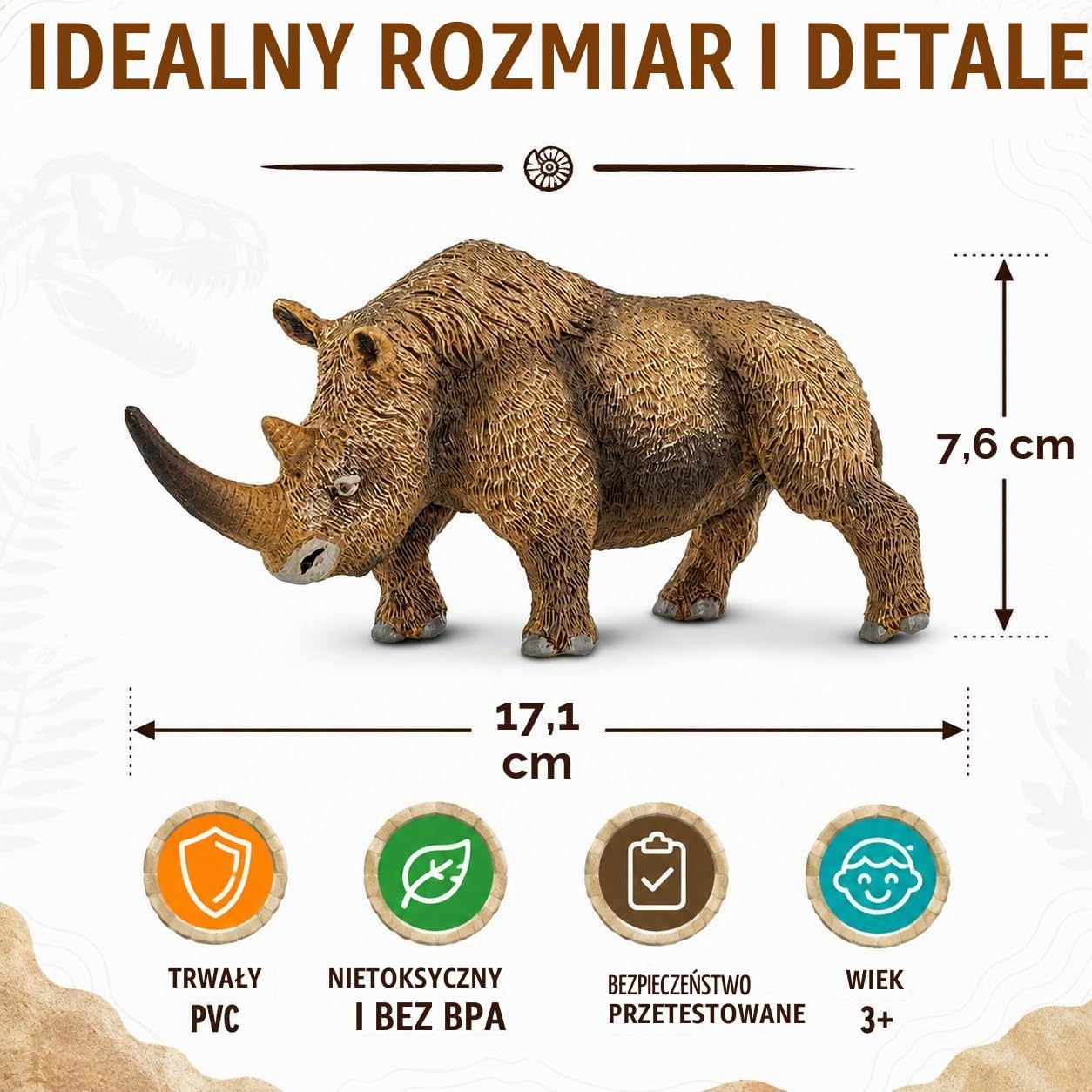 Thumbnail 1 de Safari Ltd. S100089 – figurka nosorożca włochatego Wild Safari Prehistoric World