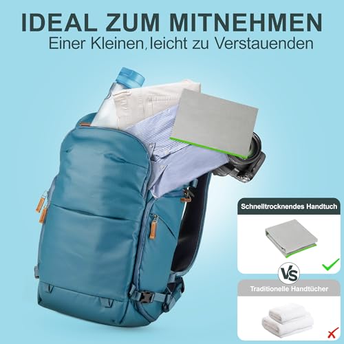 Thumbnail 3 de Jokisa Fitness Handtuch 2er Set – 120 x 50 cm, Mikrofaser mit Kapuze und versteckter Reißverschlusstasche (Hellgrau-Grün)
