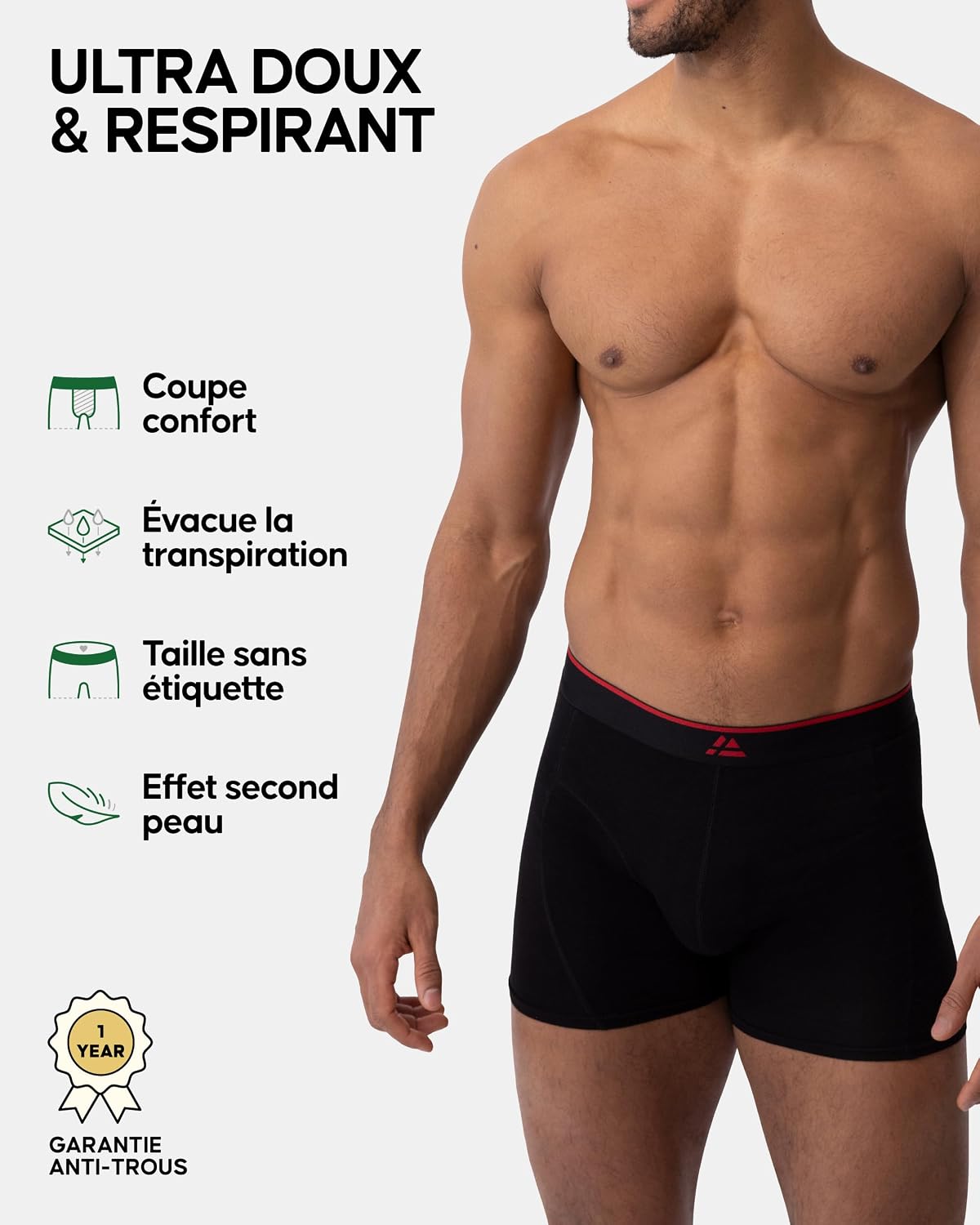 Detalle de Boxer DANISH ENDURANCE bambou, lot de 6