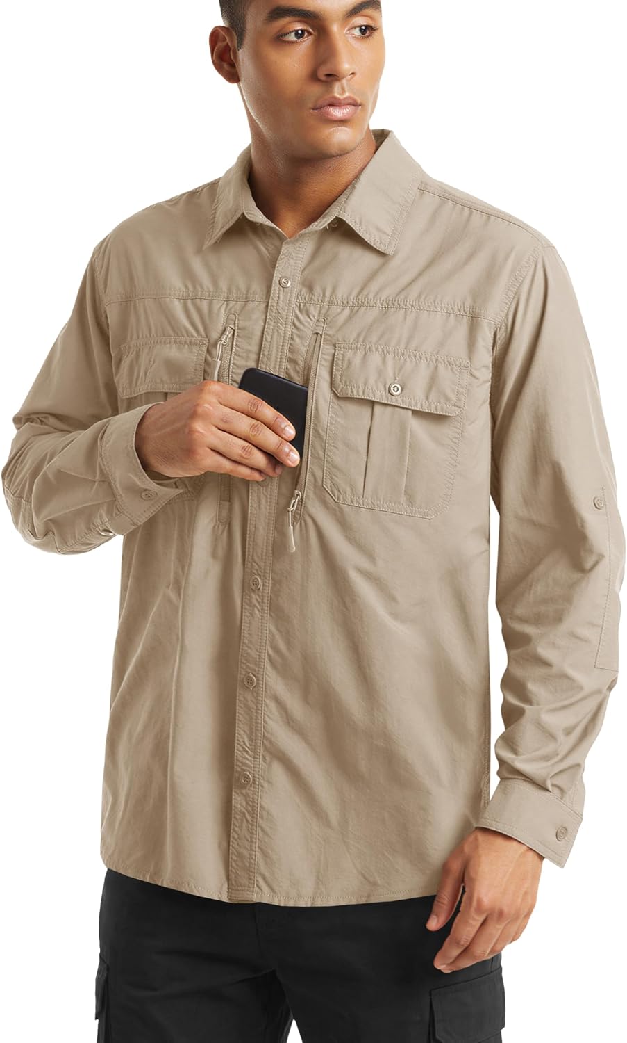 Detalle 2 de TACVASEN Men's Long-Sleeve Fishing Shirt, Nylon