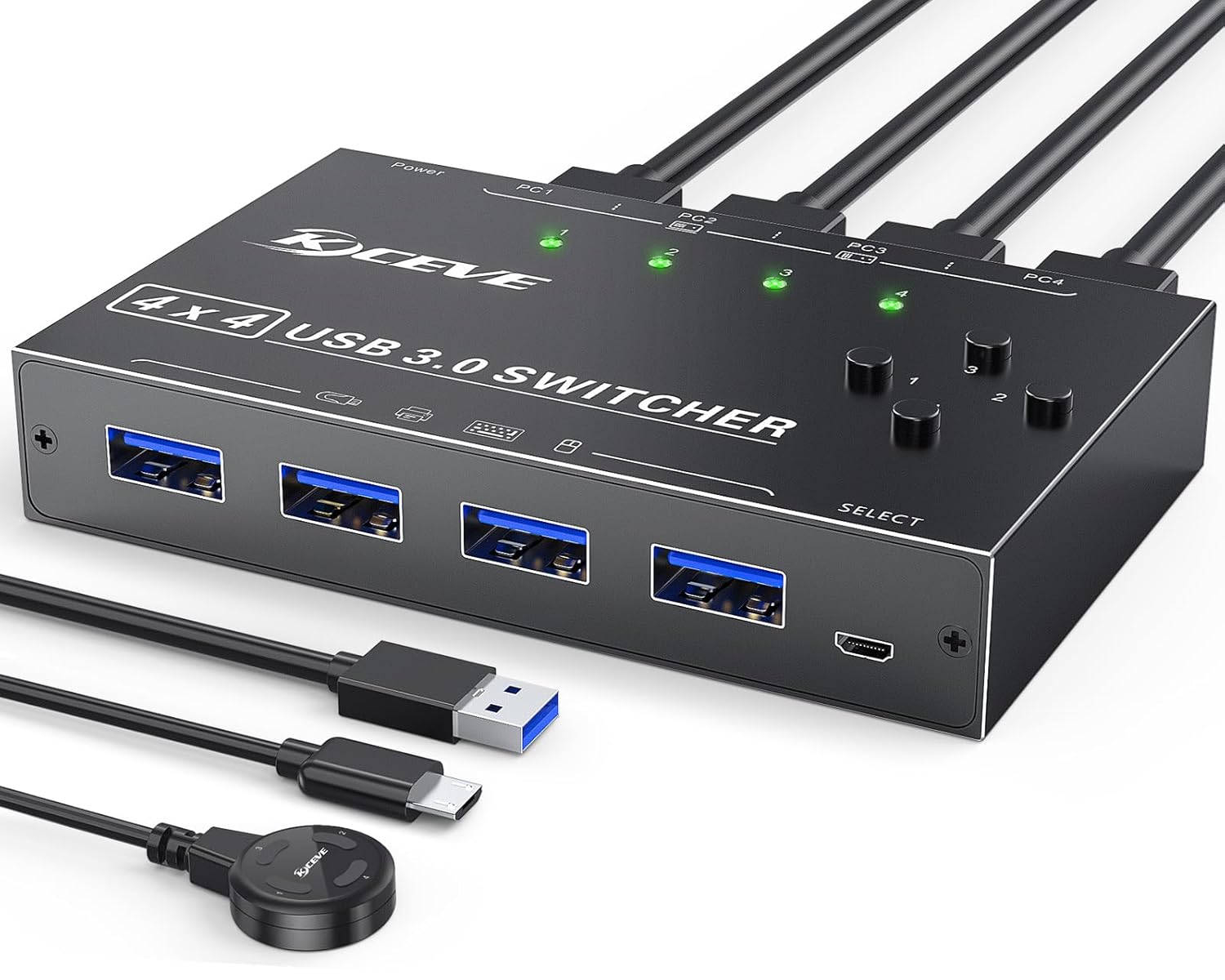 MLEEDA USB 3.0 Switch 4 PC — USB-KVM Umschalter